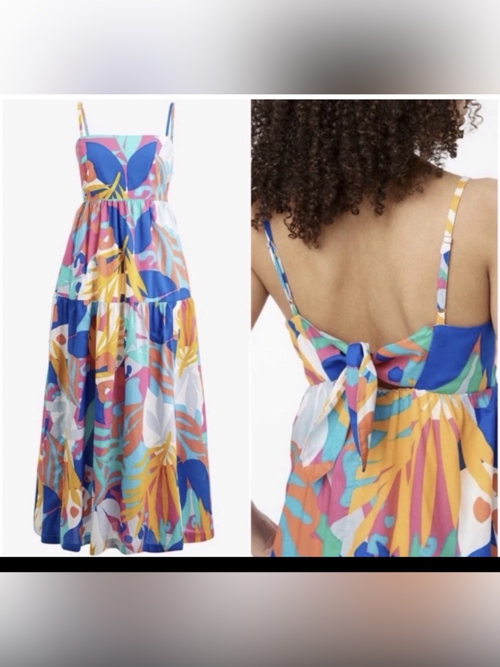 J. Crew Tropical Leaf Print Maxi Dress With Back Tie & Pockets.